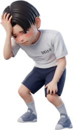 熱中症で頭が痛くなる少年