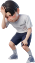 熱中症で頭が痛くなる少年