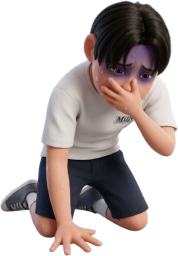 熱中症で吐き気がする少年