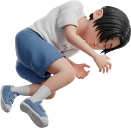 意識を失って倒れる少年