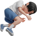 意識を失って倒れる少年