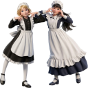 ポーズをとる二人のメイド服女性