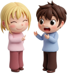 外国人女性と話す日本人男性