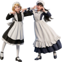 ポーズをとる二人のメイド服女性