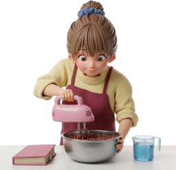 ミキサーを使ってお菓子作りする女性
