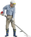 草刈りをする男性