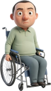 車椅子のギョロ目の男性