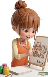 敬老の日の絵を描く女性