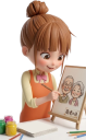 敬老の日の絵を描く女性