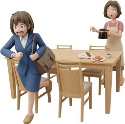 遅刻しそうで朝食抜きの女性
