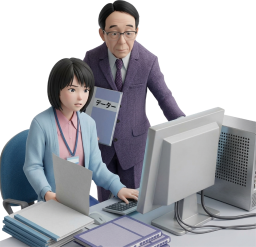 PC疎いおじさん上司をフォローするOL