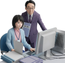 PC疎いおじさん上司をフォローするOL