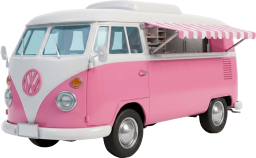 クレープが似合いそうなピンクのキッチンカー