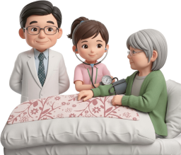 自宅で介護医療を受ける老人