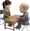 面接受ける女生と面接官