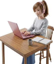 リモートで仕事する女性