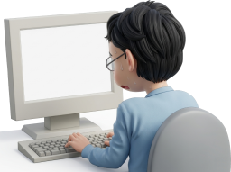 焦りながらパソコン操作する男性