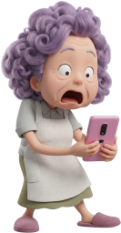 スマホに詐欺メールが来て驚くおばあちゃん