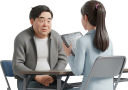 健康診断の結果を聞かされる肥満男性