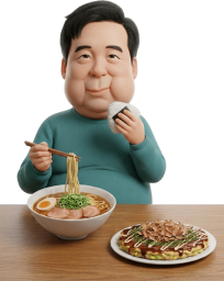 暴飲暴食をする肥満の男性