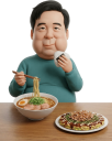 暴飲暴食をする肥満の男性