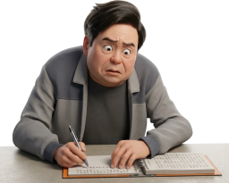 勉強する肥満の男性