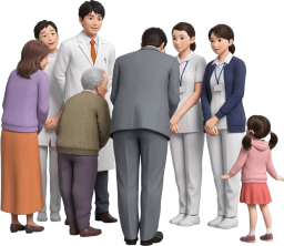 退院時医者に挨拶をする家族