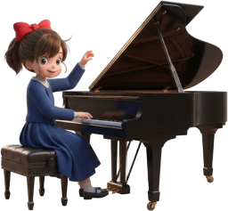 発表会でピアノを弾く少女