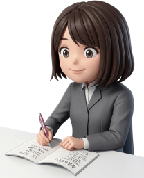 メモを取る女性会社員
