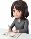 メモを取る女性会社員