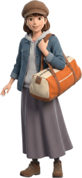 大きなバッグを持つ女性