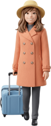 キャリーバッグほ引く女性