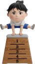 跳び箱を飛ぶ女子小学生