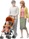 赤ちゃん連れの外国人の若夫婦
