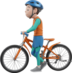 自転車を押す男性