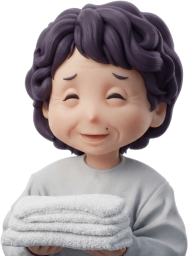 タオルを持つおばあちゃん