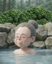 露天風呂に入るお婆ちゃん
