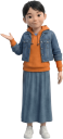 こちらですのポーズをとる小学生女の子