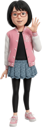 手を振る小学生の女の子