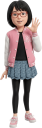 手を振る小学生の女の子