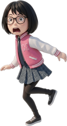 驚いて走りだす小学生の女の子