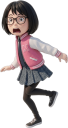 驚いて走りだす小学生の女の子