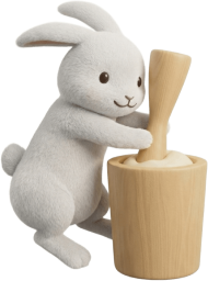 餅をつくウサギ