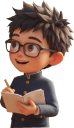 メモを取る男子学生