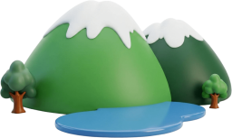 冠雪した山と湖