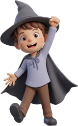 ハロウインの魔法使い仮装をした男の子