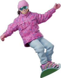 スノボをする女性