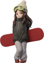 スノボを持つ女性
